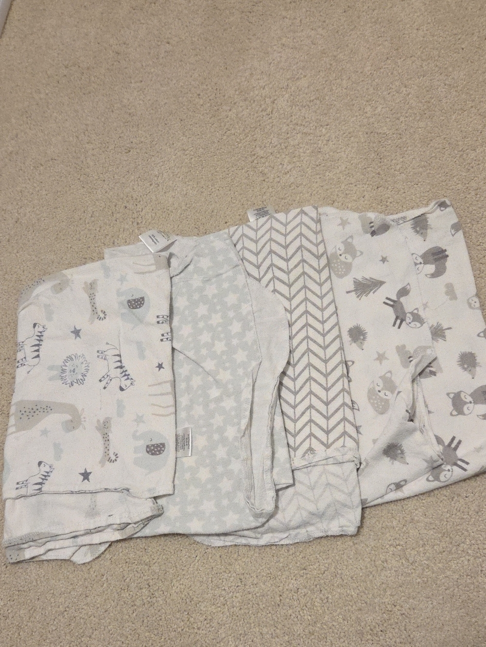 Set Of 4 Flannel Cotton Baby Receiving Blankets